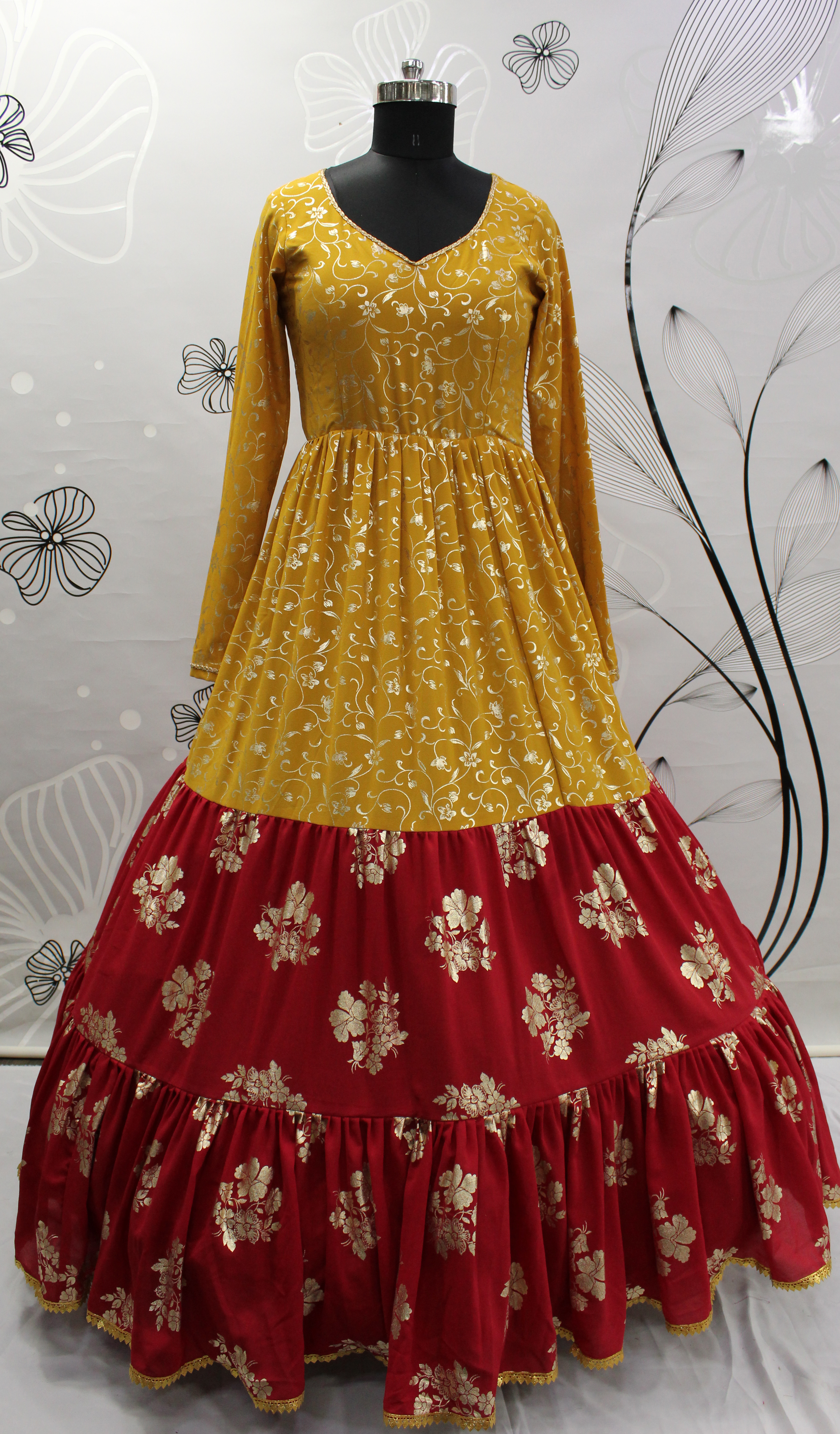 Multicolor Georgette Gown Dress